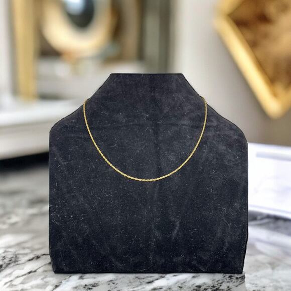 Delicate Gold Tone Chain Necklace Simple Minimalist Rope Twist Long 24 inch - Picture 1 of 12
